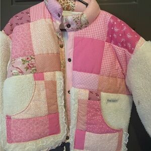 Patchwork Pink Puffer Jacket